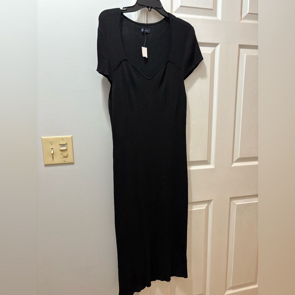 Gap Sweetheart Rib Knit Midi Dress in Black XXL NWT - Picture 2 of 5